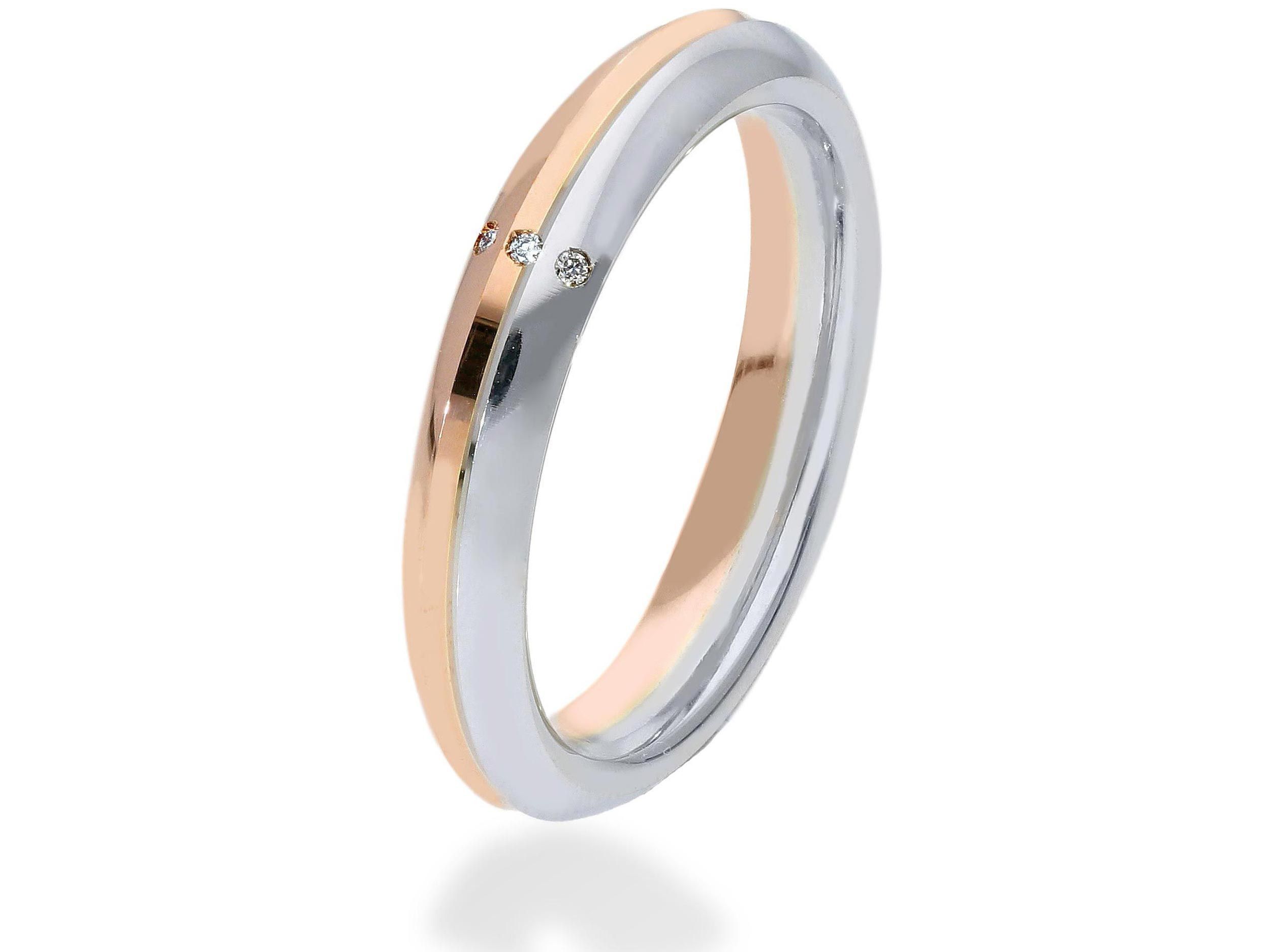 White gold & rose gold wedding rings 18k 4mm (code FAD293BR)